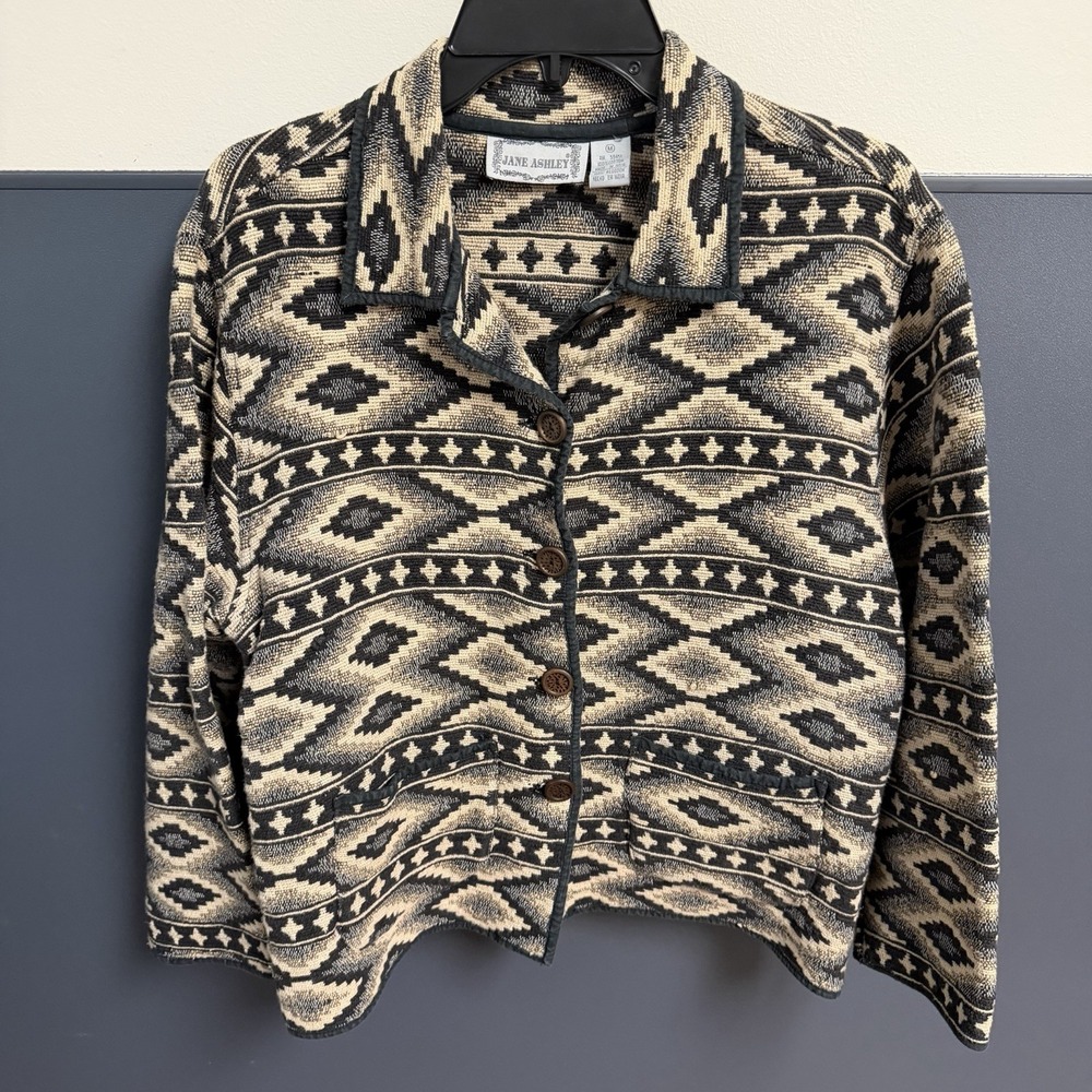 Vintage Jane Ashley Southwestern Aztec Tapestry Jacket Size Medium